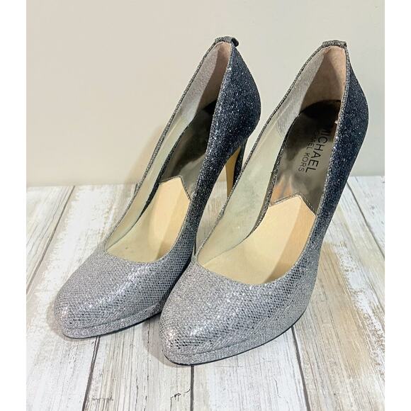 Michael Michael Kors Georgia Ombre Silver Glitter Stiletto Pumps Size 7M - Picture 1 of 9